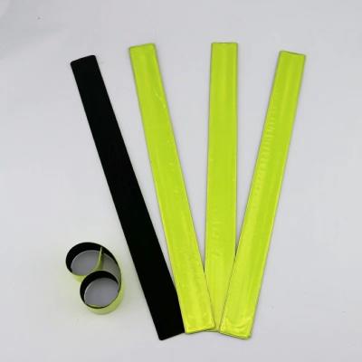 China Custom Printing Flash Wristband Eco-friendly PVC Reflective Armband Reflector Slap Wristband For Safety High Visibility for sale