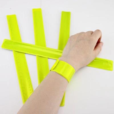 China Custom Printed Eco-Friendly High Visibility Safety Armband Reflector PVC Snap Bracelet Slap Wristband Glow In The Dark for sale