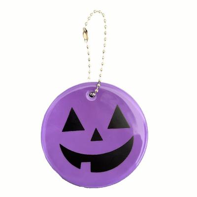 China Halloween Promotional Custom Reflective Pumpkin Reflective High Visibility Key Chain Halloween Gifts PVC Bag Decoration Key Chain Pendant Props for sale