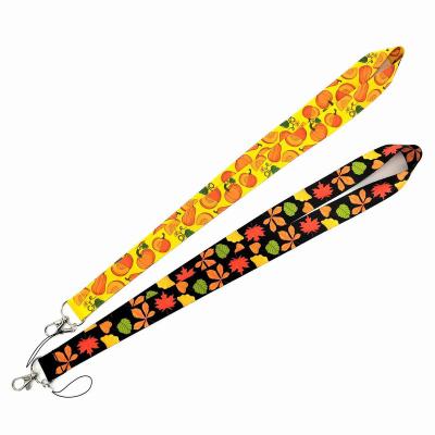 China Anime Fasion Fruit Plants Sublimation Printing Polyester Neck Strap Personalized Maple Leaves Pumpkin Cell Phone Personalized Lanyards for sale