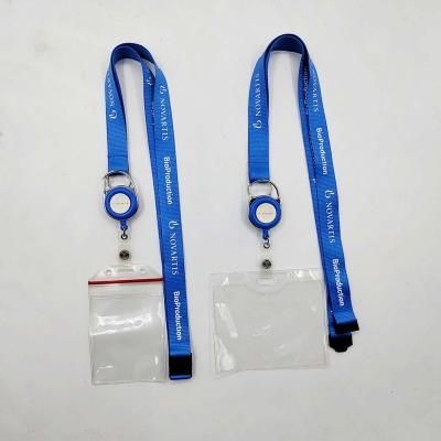 China Fashion Yoyo Retractable Badge Reel Custom Wholesale With ID PVC Card Holder Polyester Security Buckle Lanyards for sale