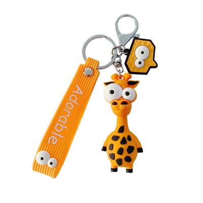 China Cute Funny 3D Cartoon Lion Giraffe Elephant Ostrich Leopard Bull Eyes Key Chain Bag Ornament Bag Ornament Animal Charm Large Pendant for sale