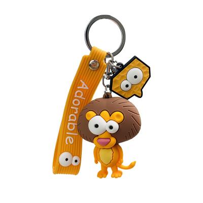 China 3D Cartoon Doll Charm Ugly Funny Cute Decoration Animal Pendant Blow Eyes Lion Giraffe Elephant Ostrich Bull Leopard Key Chain for sale