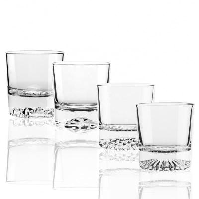 China CLASSIC factory wholesale custom custom clear 310ml round whiskey glasses with different pattern on the bottom for sale