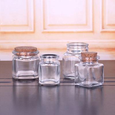 China 40ml 50ml/90ml 110ml Single Clear Empty Square Candle Jars For Candles for sale