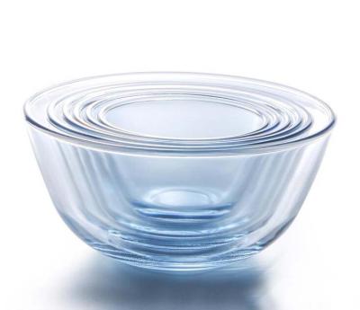 China Large High Sustainable Round Clear Borosilicate Glass Transparent Salad Bowl for sale