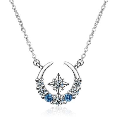 China Environmental Friendly Trendy Moon Star Diamonds Pendant Jewelry Charm Tassel Drop Necklace For Women Lady Girl for sale