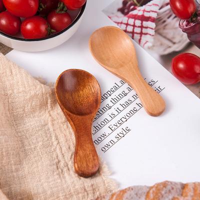 China Wooden Spoons Small Spoons Mini Condiments Sugar Seasoning Salt Honey Teaspoon Coffee Tea Jam Viable Wooden Mustard Ice Cream for sale