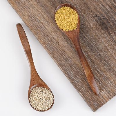 China Long Sustainable Smooth Polishing Handle Round Wooden Spoons For Soup Cooking Mixing Stirring for sale