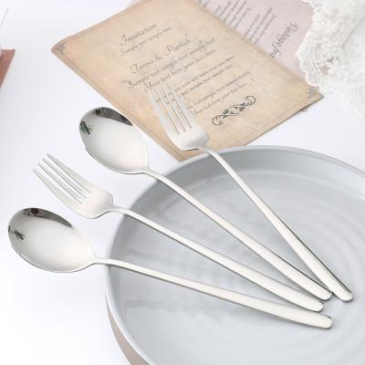 China Durable Mirror Polished 304 Stainless Steel Fork And Spoon Dinnerware With Rounded Edges Handle for sale