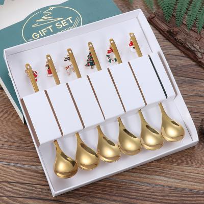 China Newest Sustainable Stainless Steel Spoon Fork Christmas Tableware Set With Exquisite Pendants Christmas Cutlery Best Gifts for sale