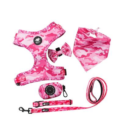 China Dogs Adjustable Luxury Sublimation Dog Harness Set Custom Personalized Pet Leash Set Dog Harness Collar and Leash for sale