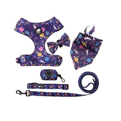 China Personalized Small Thoughtful No Pull Padded Dog Harness Leah Custom Printed Sublimation Pet Accessories Neoprene Dog Collars Bow Tie for sale