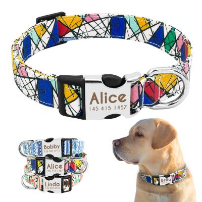 China Thoughtful Factory Custom Pet Collar Lettering Anti-lost Tag Dog Collar Nylon Personalized Pet Collar for sale