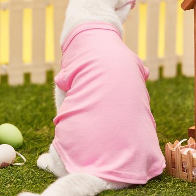 China Cat Vests Pet Clothing Solid Stocked Color Sweated Breathable Cats Sleeveless T-Shirt Skin-Friendly Absorption For Summer 2022 for sale