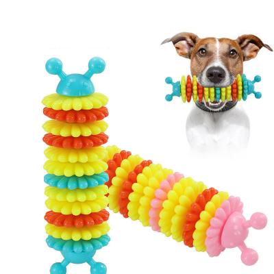 China 2022 New Style Viable Dog Toy Caterpillar Molar Teeth Cleaning Interactive Stick Grinding Sharp Rubber Dog Toy Dog Puzzle Toy for sale