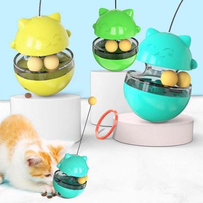 China Cat Food Dispenser Tumbler Turntable Balls Viable Feeder Toy Iq Training Leak Food Fun Slow Feeder For Cat for sale