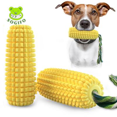 China Sogifo Sustainable Dog Chew Toys Corn Train Puppy Toothbrush Toys Teething Cotton Rope Dental Cleaning Toys For Aggressive Chewers for sale