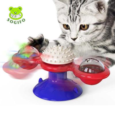 China New Sustainable Pet Products From Sogifo Teeth Cleaning Interactive Q.I Training Cat Windmill Toys for sale