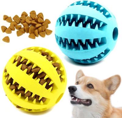 China Viable Rubber Indestructible Squeaky Treat Puzzle Ball Teething Clean Interactive Pet Chew Dog Toys for sale