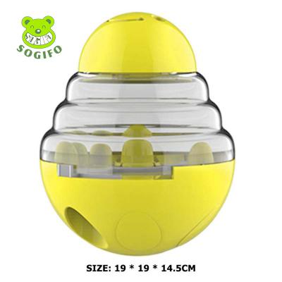 China Sogifo Automatic Multi Color Dog Tumbler Ball Toy Interactive Dog Food Dispenser Treat Toy for sale