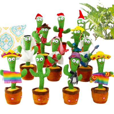 China 2022 Manufacturer Direct Sale Cute Plush Stuffed & Twist Dancing Cactus Doll Singing Music Dancing Talking Plush Toy for sale