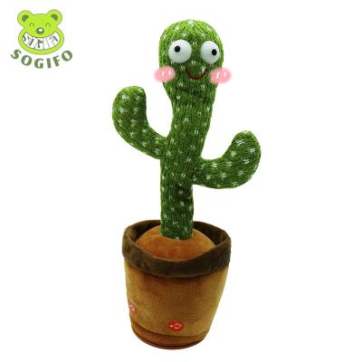 China Music Singing Plush Toy Shaking Recording Sunflower Cactus Flowerpot Twisting 120 Songs Dance Cactus Plush Toys for sale