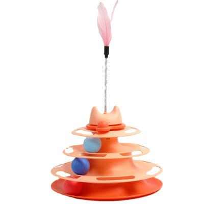 China New Cat Toy Four-Floor Lane Fun Cat Dish Stick Space Tower Sustainable Cat Turntable Interactive Toy Pet Supplies for sale