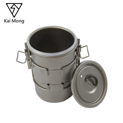 China 100% viable outdoor ultralight camping titanium pot cookware set portable foldable multifunctional rice cooker for sale