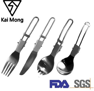 China Titanium SPORK SPORK 4 PIECE FORK KNIFE CAMPING RISING PORTABLE CUTLERY SET SET FOLDING TITANIUM CUTLERY SET for sale