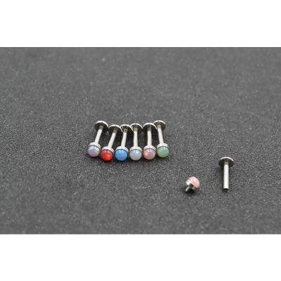 China FASHIONABLE Synthetic Opal Ring/Ear Piercing Labret Helix Surgical Steel Threaded Bar Jewelry Body Jewelry 16G Lip Piercing Labret for sale