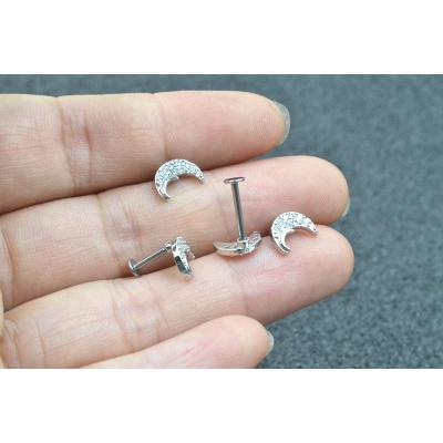 China FASHION Body Jewelry Body Piercing - Shiny Lip Labret Ring Ear Helix Bar Cheek Moon CZ Piercing 16g NEW for sale