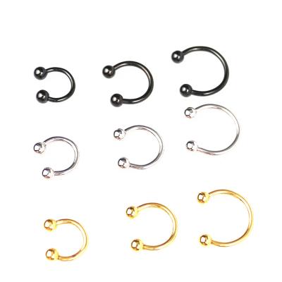 China TRENDY Body Jewelry - 16g Ear Lip Labret Bar Surgical Steel Lip/Nose Piercing CBR Horseshoes Sliver/Black/Gold for sale