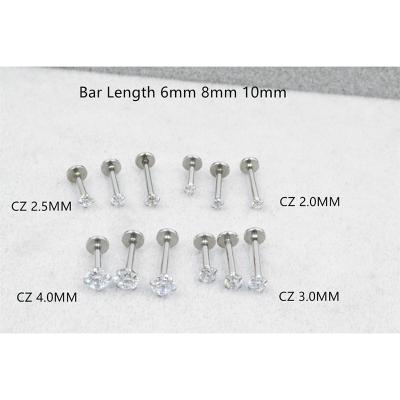 China FASHIONABLE 16g Body Jewelry Piercing - Shine Round CZ Lip Labret Ring Ear Helix Bar Lip Piercing Sliver for sale