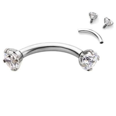 China TRENDY Body Piercing Jewelry - CZ Round Eyebrow Tragus Lip Bar Piercing Curved Barbells for sale