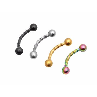 China TREND Body Piercing Jewelry - New Twist Eyebrow Tragus Bar Piercing Curved Eyebrow Piercin 16gx8mmx3mm for sale