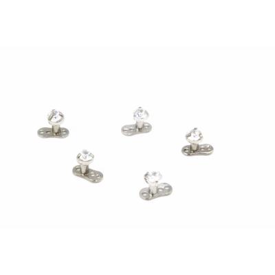 China FASHIONABLE 3mm Steel Body Surgical Jewelry Anchor TOPS CZ Skin Gems Internally Threaded Shine New Skin Outer Piercing for sale