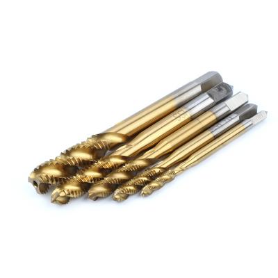 China 5Pcs Titanium Coated Metal Cutting Machine Use HSS Combination Drill and Taps Set for Metal Drilling Tapping Milling Cutter for sale