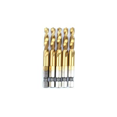 China Metal Cutting Machine 5Pcs Use High Quality Titanium Coated Drill And HSS Combination Taps Set For Metal Drill Tapping Milling Cutter for sale