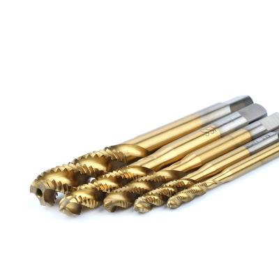 China 5Pcs Titanium Coated Metal Cutting Machine Use HSS Combination Drill and Taps Set for Metal Drilling Tapping Milling Cutter for sale