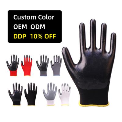 China General Purposes Safety Gloves Nitrile Construction Gloves Work for sale