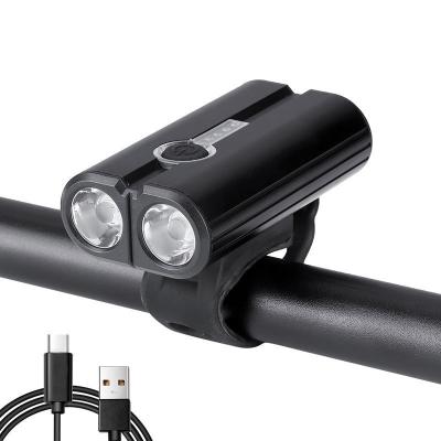 China Aluminum Alloy+PC Waterproof 500Lumens Double LED Aluminum Bike HeadLight,Type rechargeable Front Bicycle Light with Power Indicator for sale