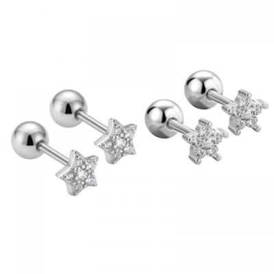 China With Rhinestone Jewelry Making 925 Sterling Silver Star Shaped Rhinestone Stud Earrings for sale