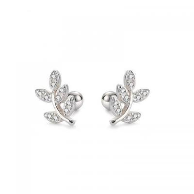 China With Zircon Jewelry New Arrivals 925 Sterling Silver Branch Stud Earrings Zirconia Silver Color for sale