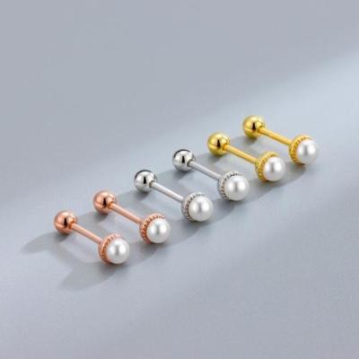 China For Woman Plastic Jewelry 925 Sterling Silver Pearl Stud Earrings Cheaper Price for sale