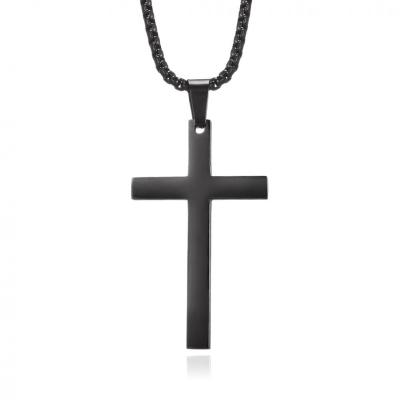 China Chain Jewelry 2022 Stainless Steel Oval Cross Pendant Necklace With 3mm Oval Chain for sale