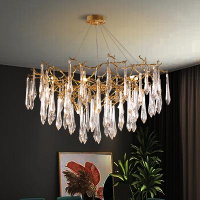 China 2021 Modern Nordic Vintage Metal Designer Living Room Hotel Gold Ceiling Decorative Lighting k9 Crystal Chandeliers for sale