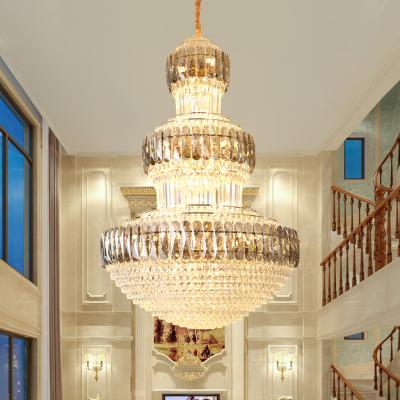 China Modern Vintage Living Room Long Staircase Led Luxury Hotel Large Large Crystal Chandelier Pendant Lights for sale