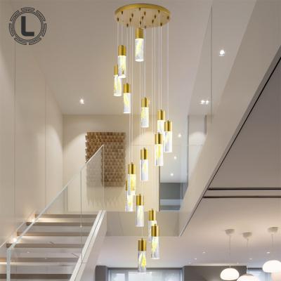 China Customizable Nordic Modern Wholesale Villa Ceiling Lamps Indoor Modern Led Hanging Lighting Luxury Metal Hotel Staircase Chandeliers for sale