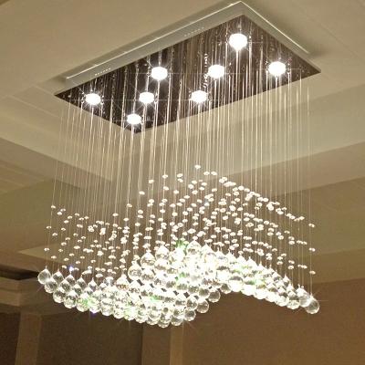 China Modern Contemporary Hotel Vintage Staircase Big Pendant Luxury Led Chandeliers Ceiling Modern Crystal Long for sale